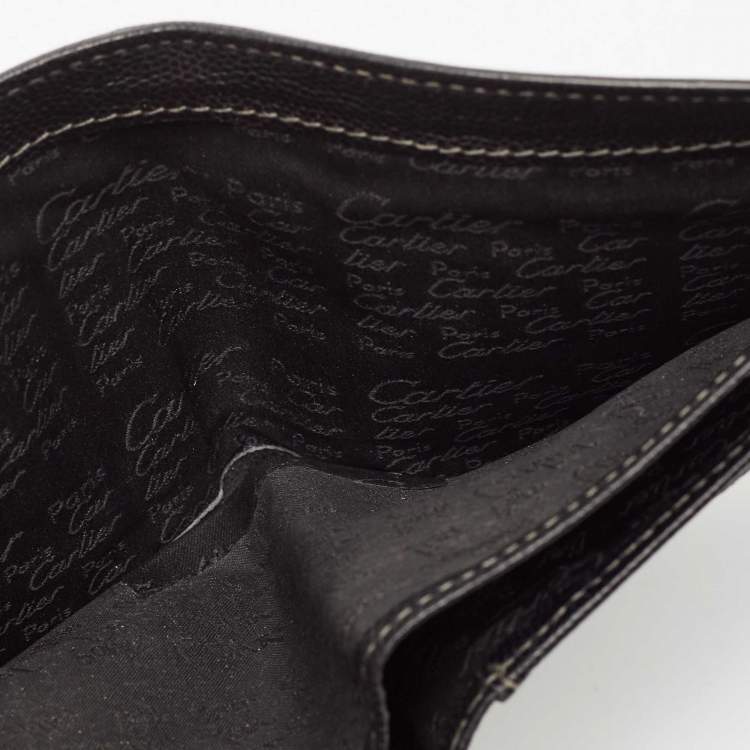 Pre Owned Cartier Black Leather Santos De Cartier Bifold Wallet