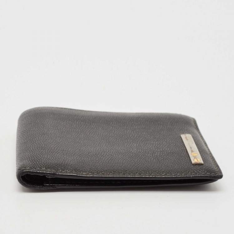 Pre Owned Cartier Black Leather Santos De Cartier Bifold Wallet