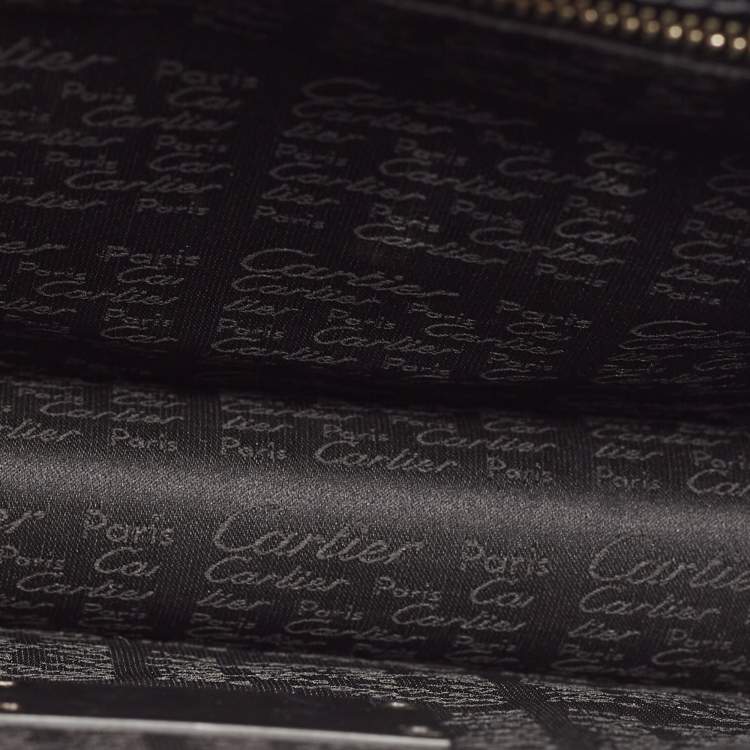 Pre Owned Cartier Black Leather Pasha Wristlet Clutch