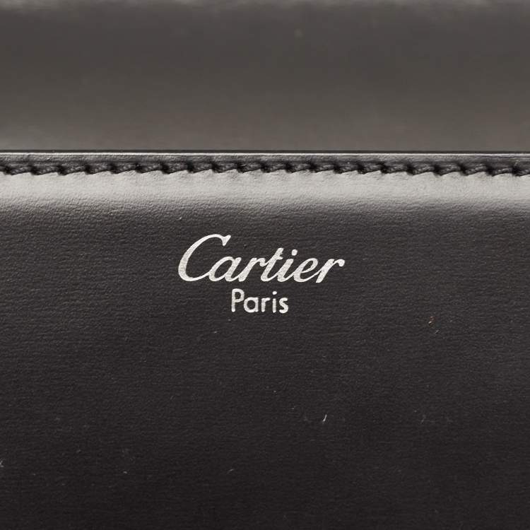 Pre Owned Cartier Black Leather Pasha Wristlet Clutch