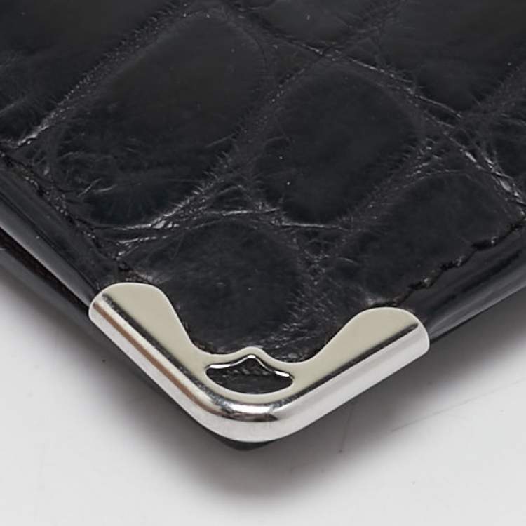 Pre Owned Cartier Black Alligator Leather Must de Cartier Bifold Wallet