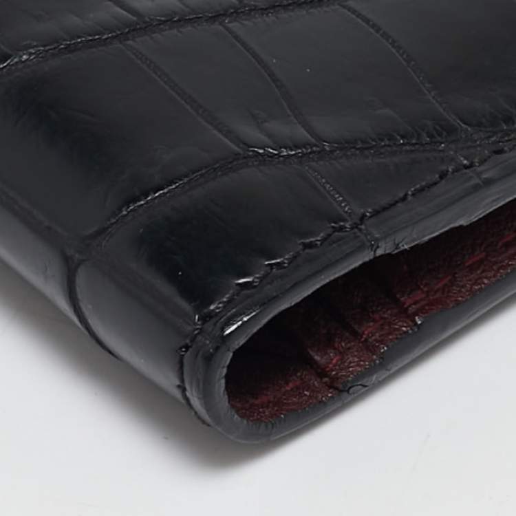 Pre Owned Cartier Black Alligator Leather Must de Cartier Bifold Wallet