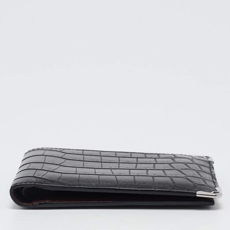 Pre Owned Cartier Black Alligator Leather Must de Cartier Bifold Wallet