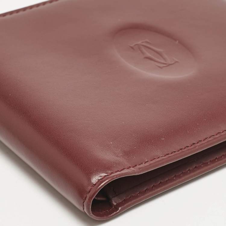 Pre Owned Cartier Burgundy Leather Must de Cartier 6CC Bifold Wallet