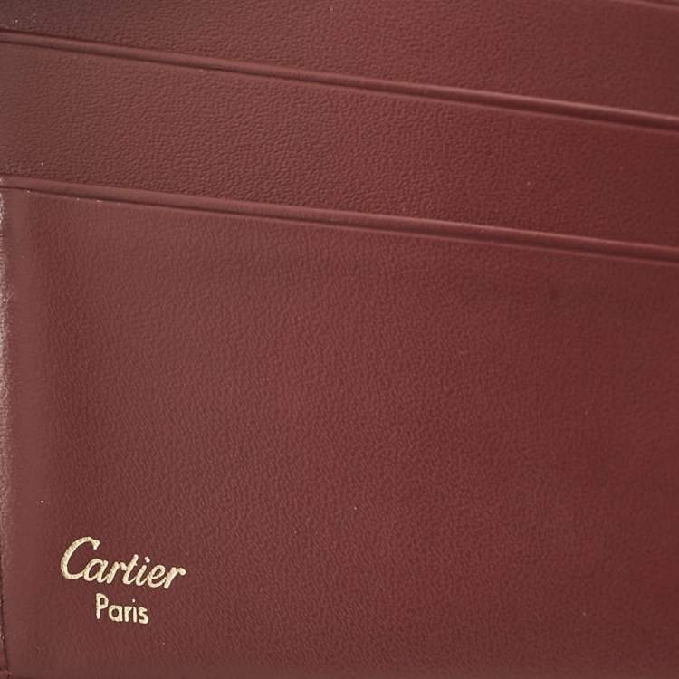 Pre Owned Cartier Burgundy Leather Must de Cartier 6CC Bifold Wallet