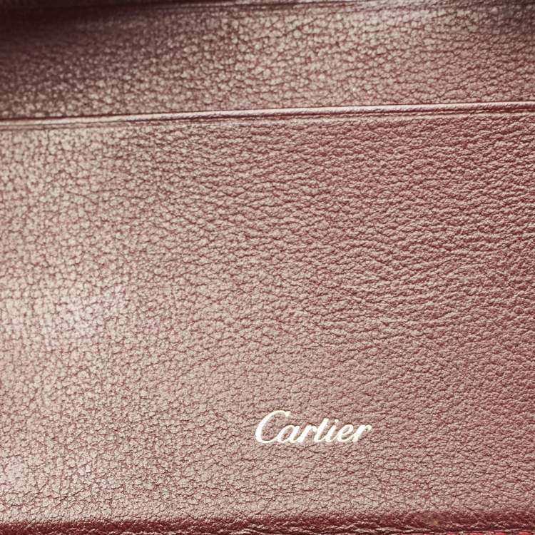 Pre Owned Cartier Burgundy Leather Le Must De Cartier Bifold Wallet