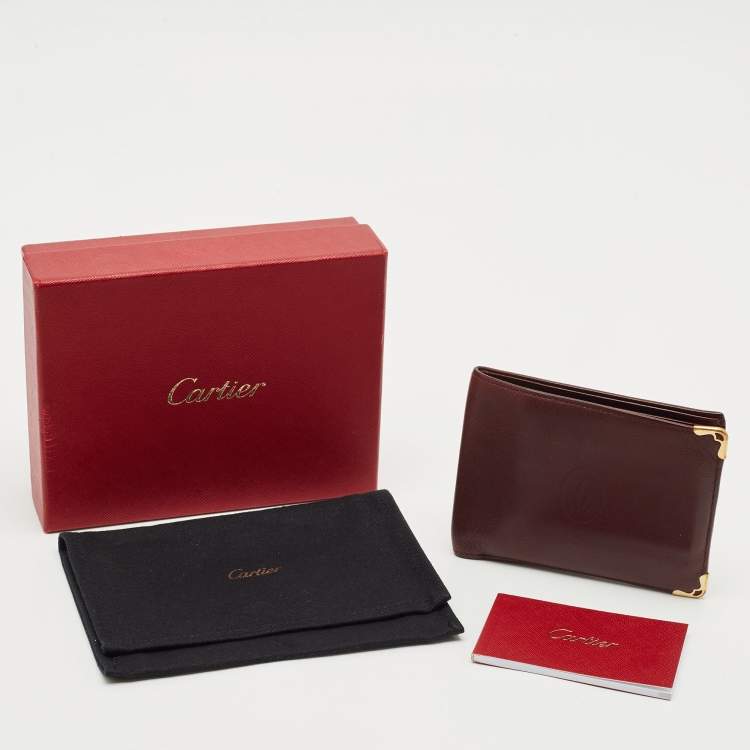 Pre Owned Cartier Burgundy Leather Le Must De Cartier Bifold Wallet