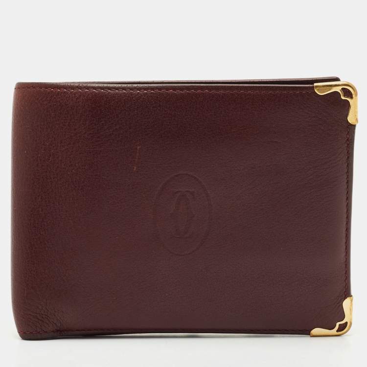 Pre Owned Cartier Burgundy Leather Le Must De Cartier Bifold Wallet