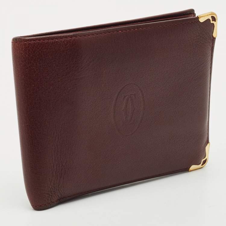 Pre Owned Cartier Burgundy Leather Le Must De Cartier Bifold Wallet