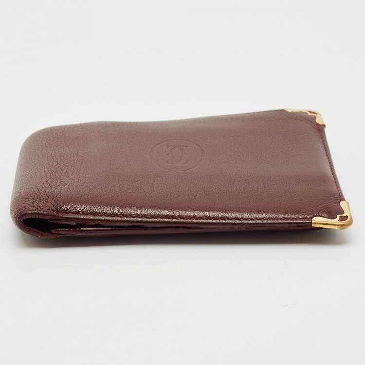 Pre Owned Cartier Burgundy Leather Le Must De Cartier Bifold Wallet