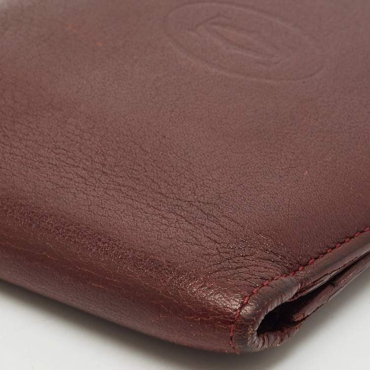Pre Owned Cartier Burgundy Leather Le Must De Cartier Bifold Wallet