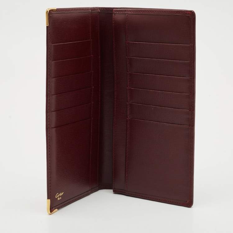 Pre Owned Cartier Burgundy Leather Must de Cartier Long Wallet