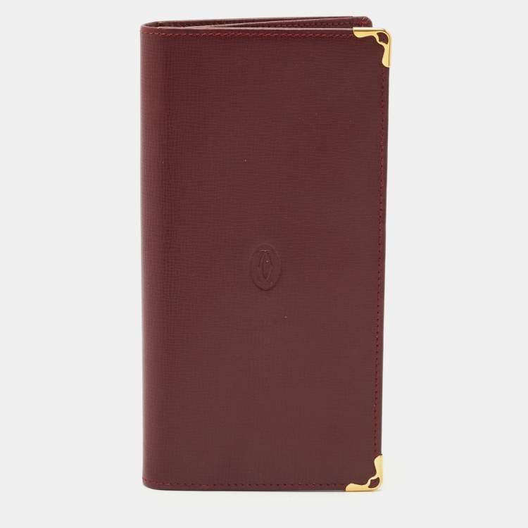 Pre Owned Cartier Burgundy Leather Must de Cartier Long Wallet