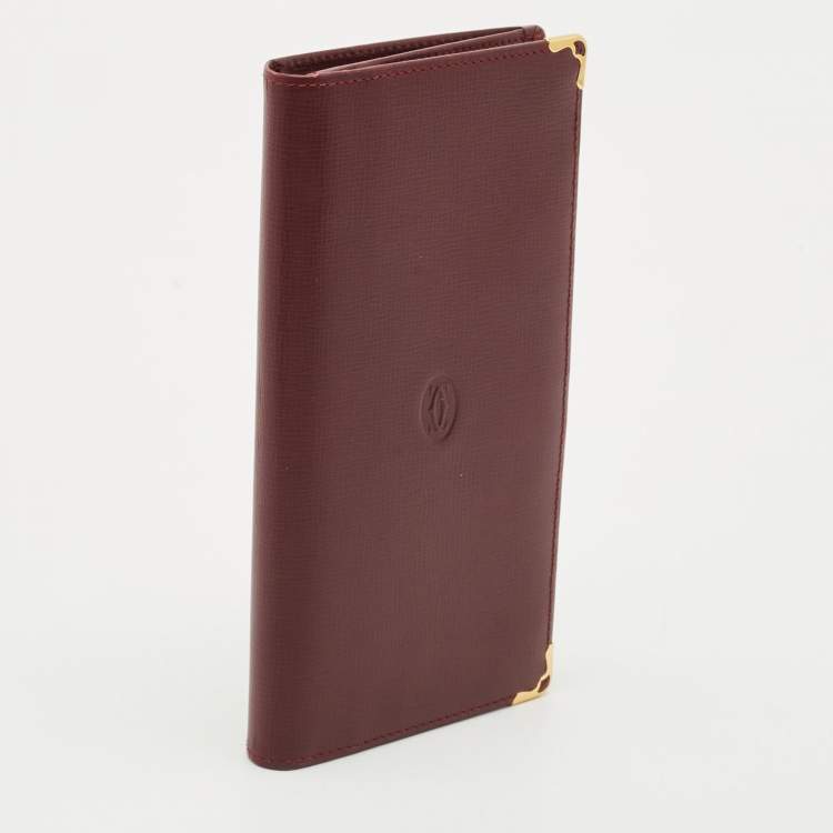 Pre Owned Cartier Burgundy Leather Must de Cartier Long Wallet