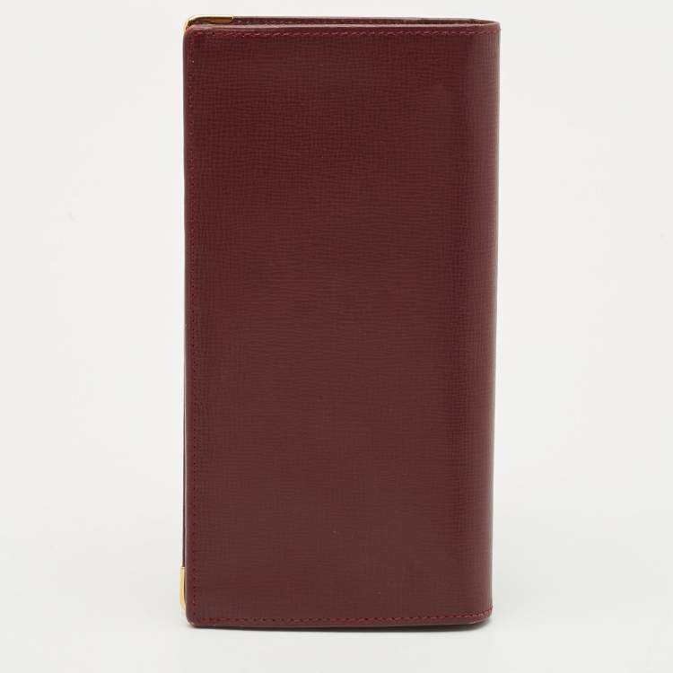 Pre Owned Cartier Burgundy Leather Must de Cartier Long Wallet
