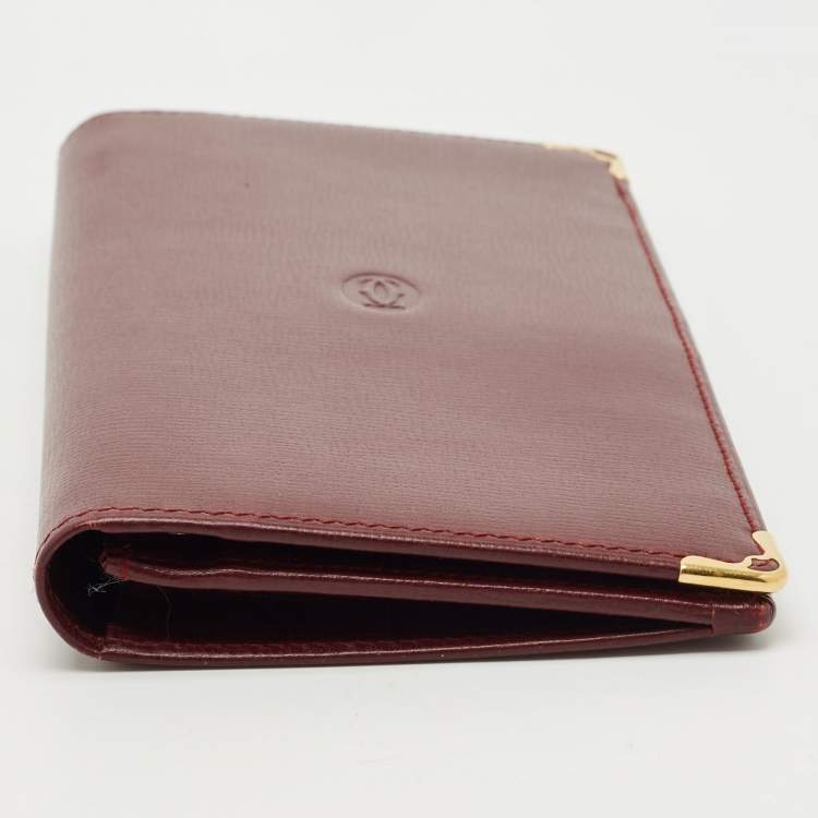 Pre Owned Cartier Burgundy Leather Must de Cartier Long Wallet