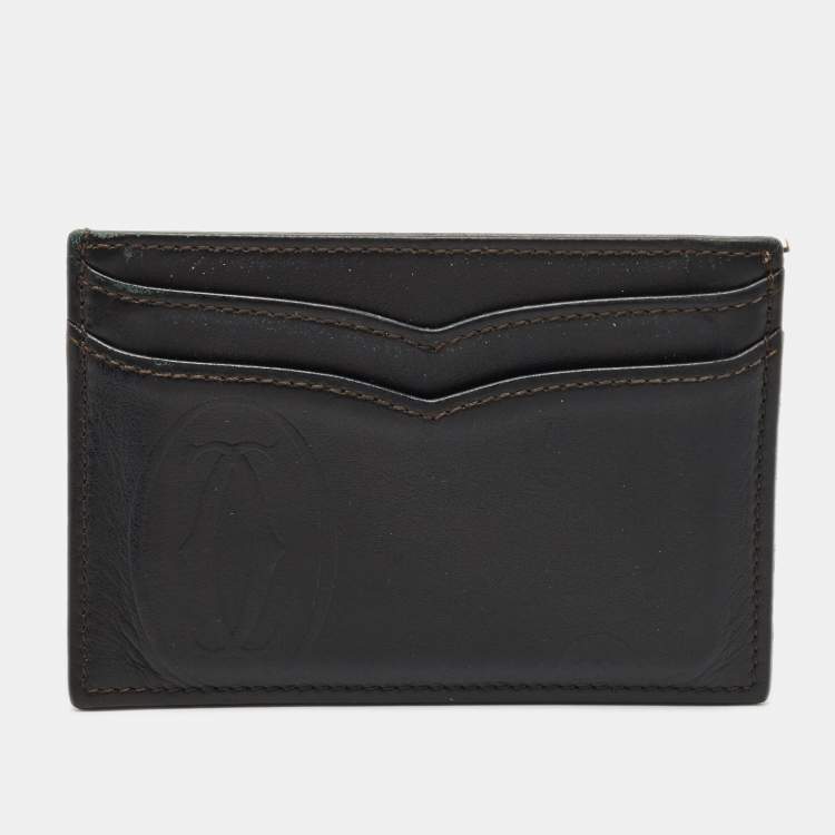 Pre Owned Cartier Black Leather Happy Birthday Card Holder