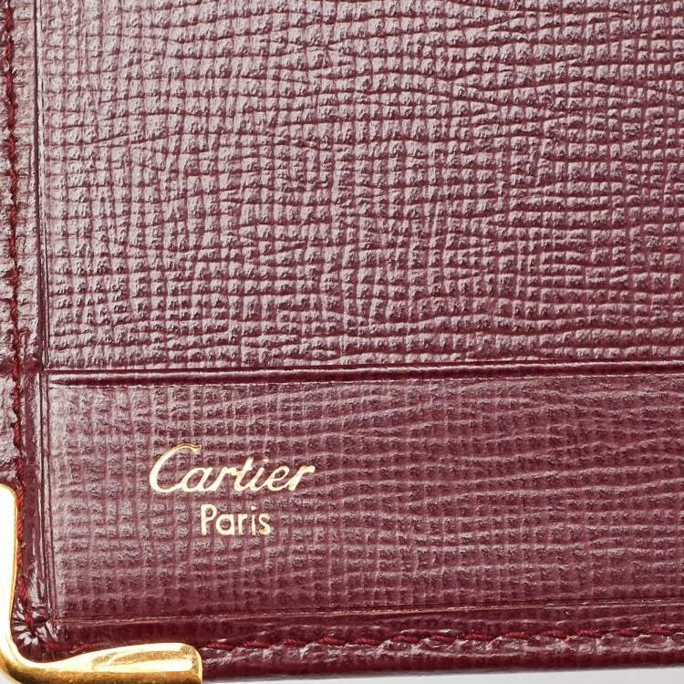 Pre Owned Cartier Burgundy Leather Must de Cartier Card Holder