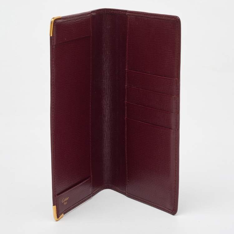 Pre Owned Cartier Burgundy Leather Must de Cartier Card Holder