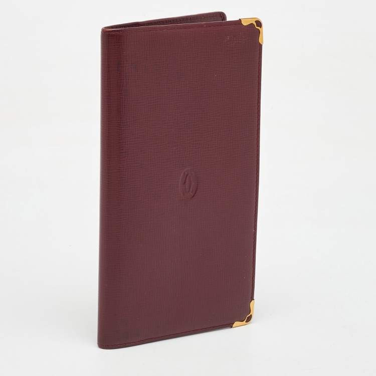 Pre Owned Cartier Burgundy Leather Must de Cartier Card Holder