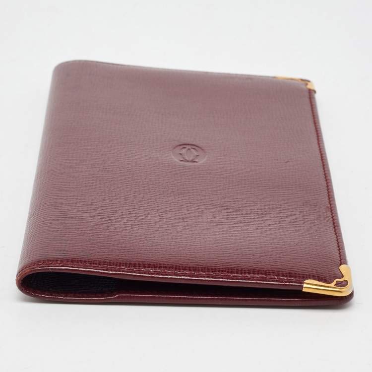 Pre Owned Cartier Burgundy Leather Must de Cartier Card Holder
