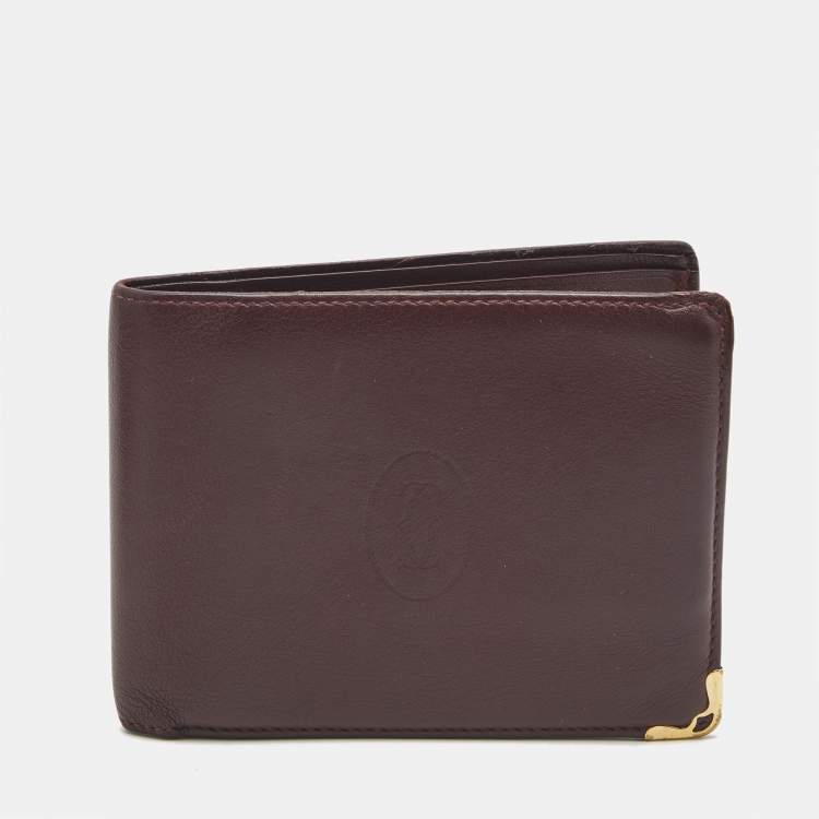 Pre Owned Cartier Burgundy Leather Must de Cartier 6CC Bifold Wallet