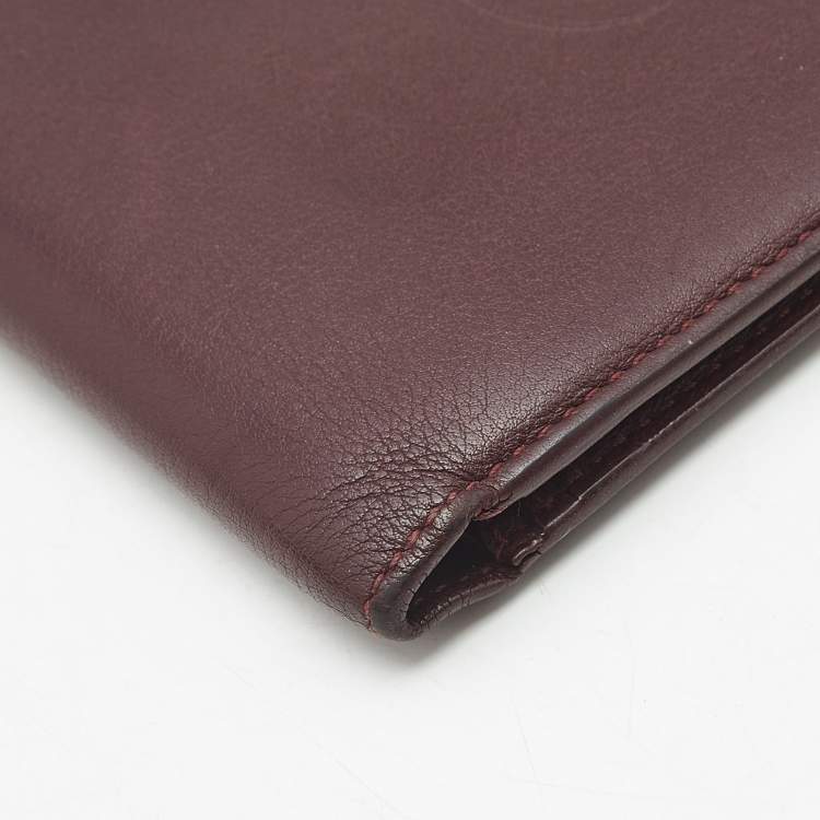 Pre Owned Cartier Burgundy Leather Must de Cartier 6CC Bifold Wallet