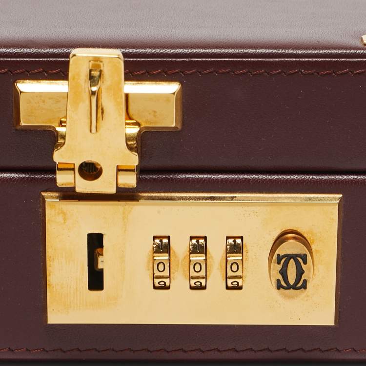 Pre Owned Cartier Burgundy Leather Must de Cartier Briefcase