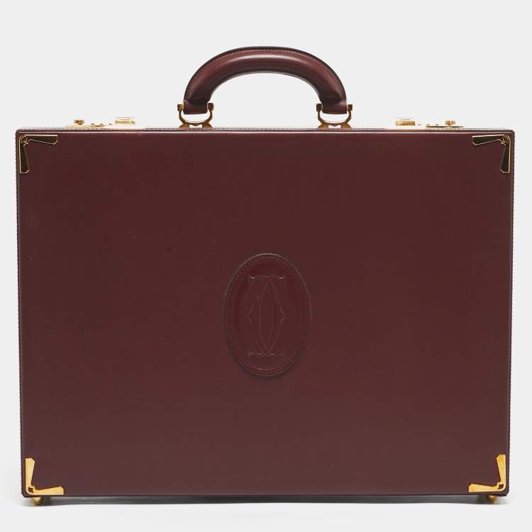 Pre Owned Cartier Burgundy Leather Must de Cartier Briefcase