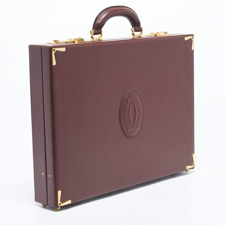 Pre Owned Cartier Burgundy Leather Must de Cartier Briefcase