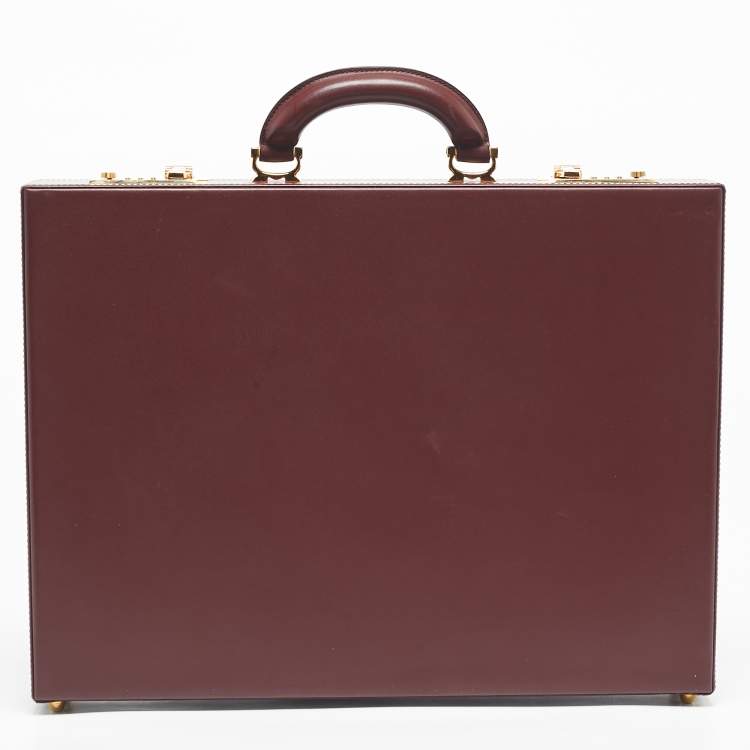 Pre Owned Cartier Burgundy Leather Must de Cartier Briefcase