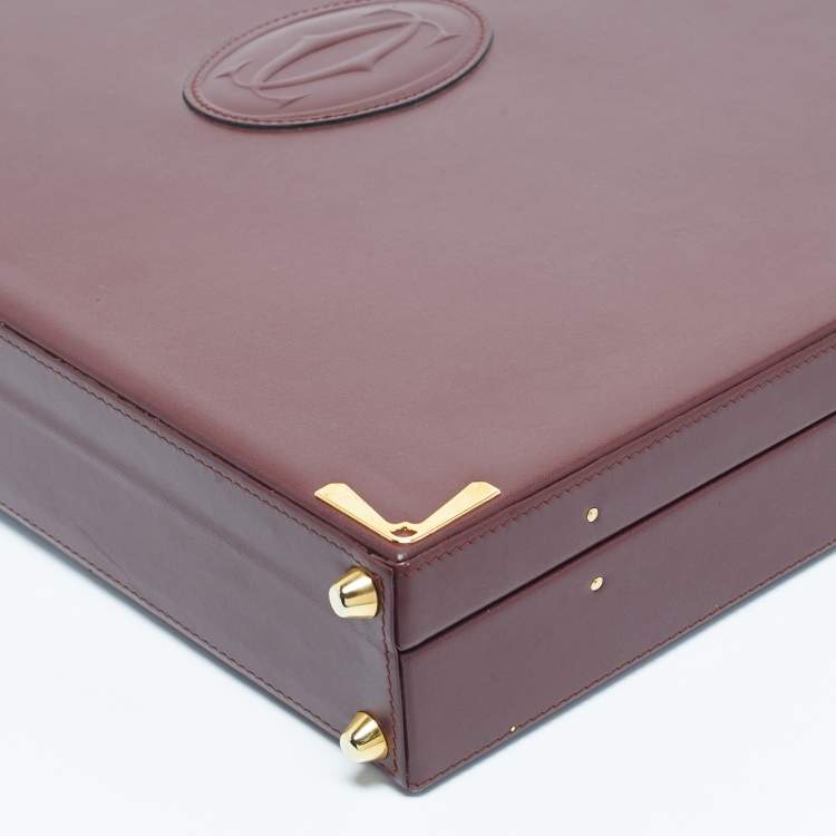 Pre Owned Cartier Burgundy Leather Must de Cartier Briefcase