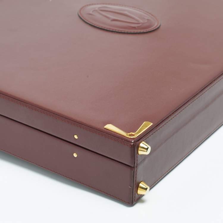 Pre Owned Cartier Burgundy Leather Must de Cartier Briefcase