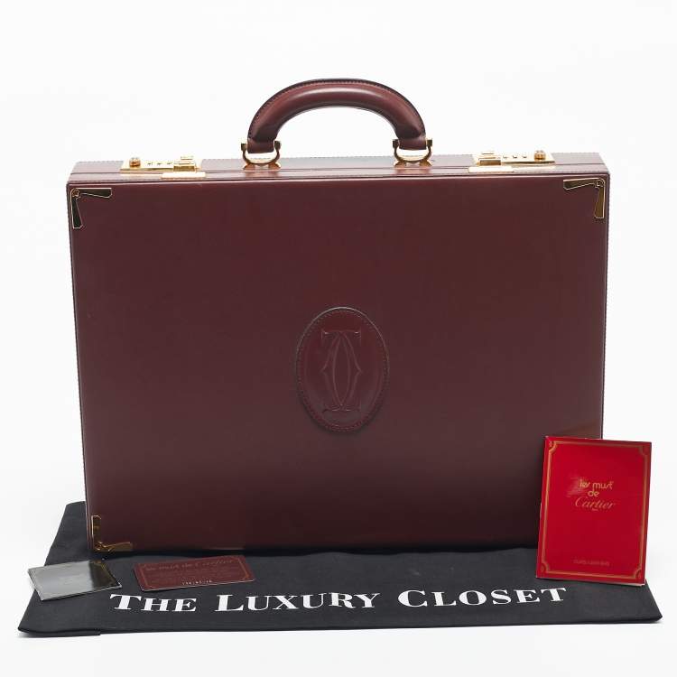 Pre Owned Cartier Burgundy Leather Must de Cartier Briefcase
