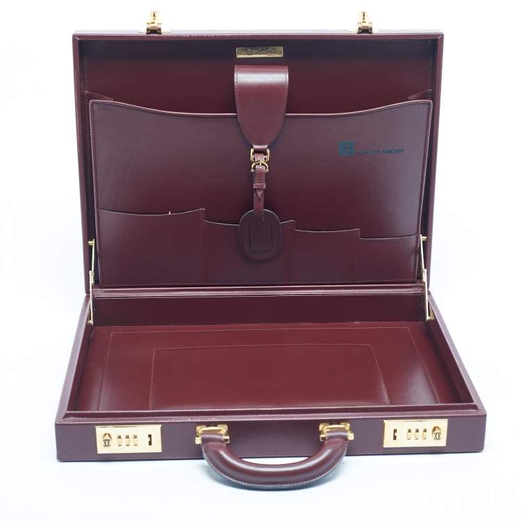 Pre Owned Cartier Burgundy Leather Must de Cartier Briefcase