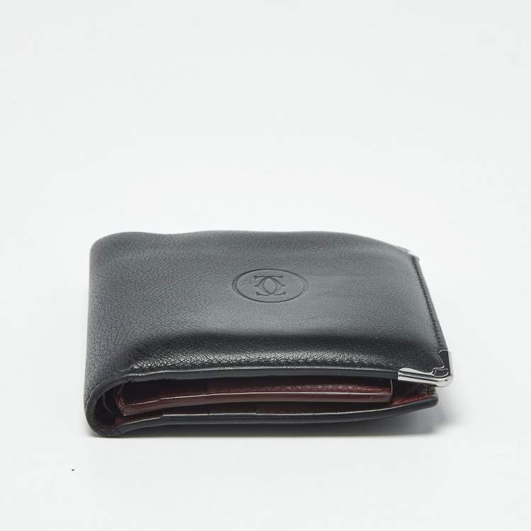 Pre Owned Cartier Black Leather Must de Cartier Bifold Wallet