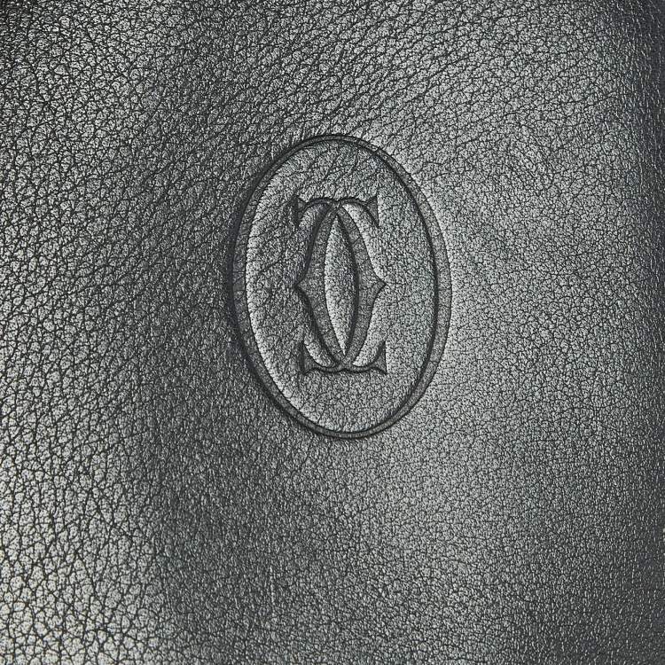 Pre Owned Cartier Black Leather Must de Cartier Bifold Wallet
