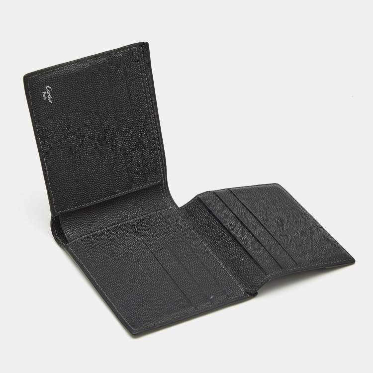 Pre Owned Cartier Black Leather Santos de Cartier Bifold Wallet