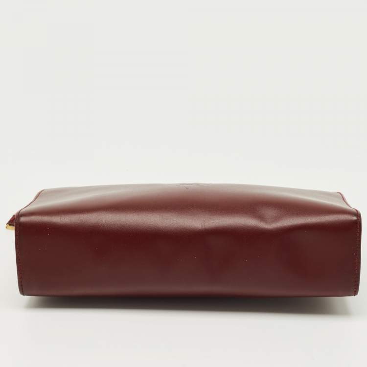 Pre Owned Cartier Burgundy Leather Must de Cartier Pouch