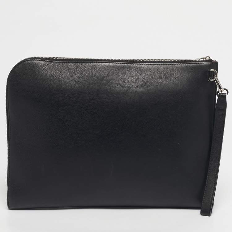 Pre Owned Cartier Black Leather Must De Cartier Portfolio Pouch