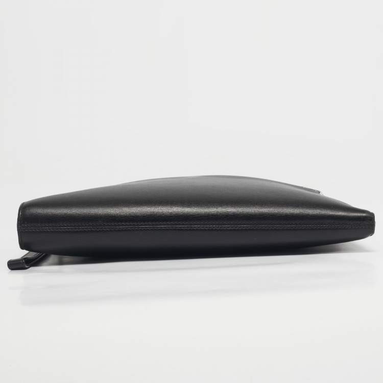 Pre Owned Cartier Black Leather Must De Cartier Portfolio Pouch
