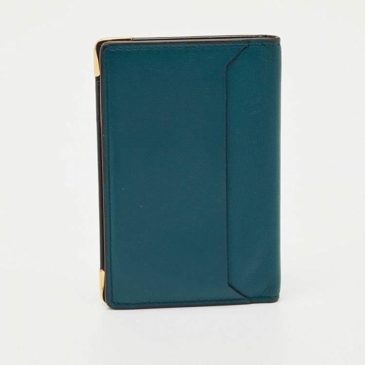 Pre Owned Cartier Green Leather Must de Cartier Business Card Holder