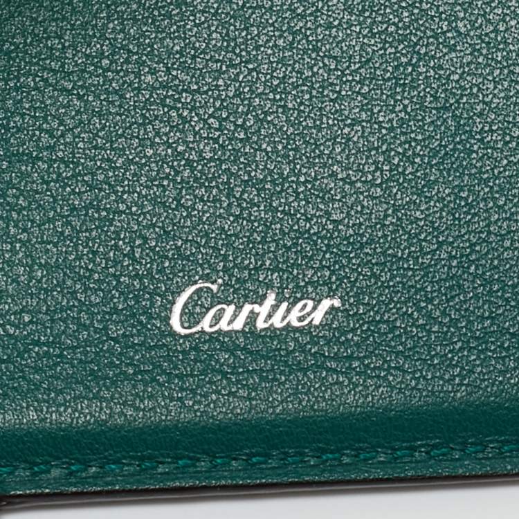Pre Owned Cartier Green Leather Le Must De Cartier Card Holder