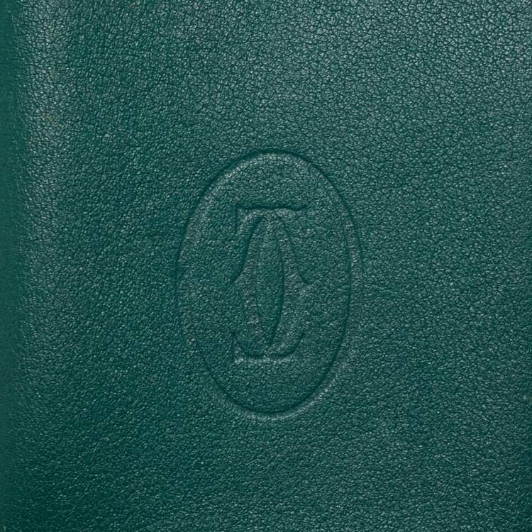 Pre Owned Cartier Green Leather Le Must De Cartier Card Holder
