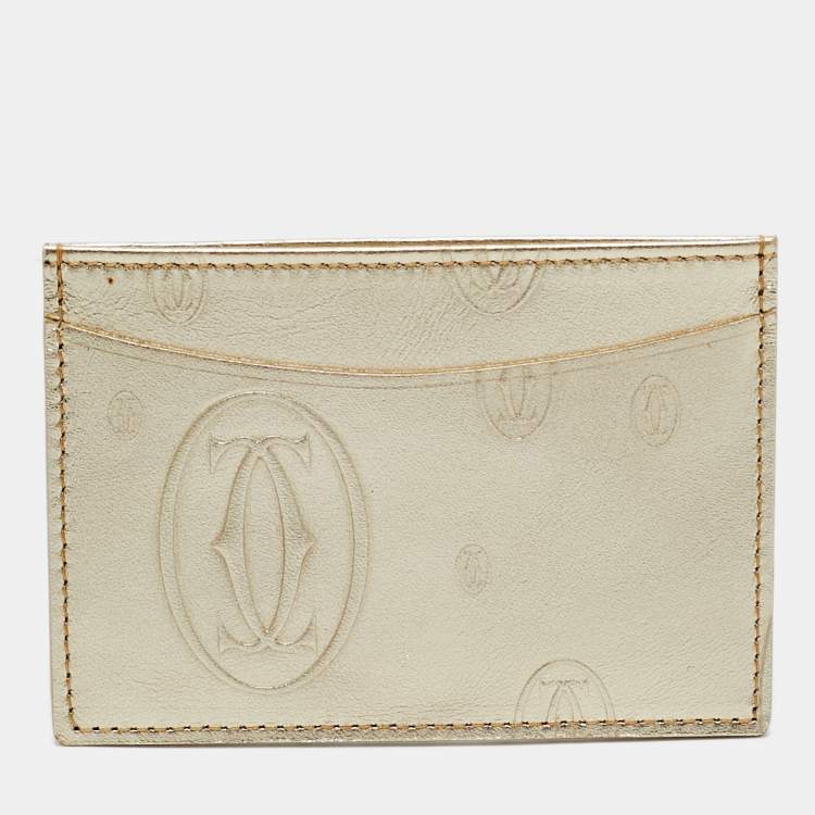 Pre Owned Cartier Gold Leather Happy Birthday Card Holder