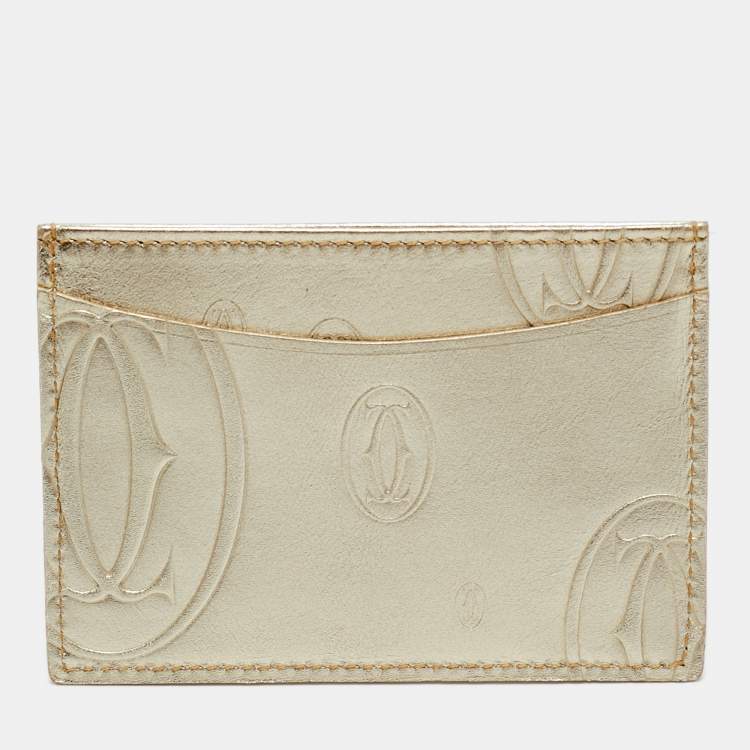 Pre Owned Cartier Gold Leather Happy Birthday Card Holder