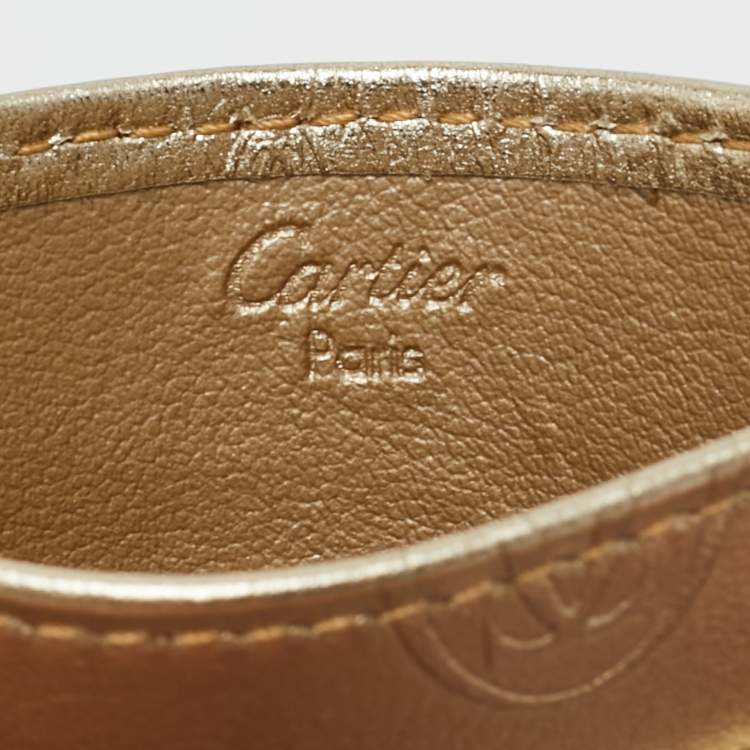 Pre Owned Cartier Gold Leather Happy Birthday Card Holder