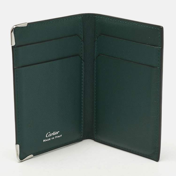 مملوكة مسبقًا Cartier Green Leather Must de Cartier Card Holder