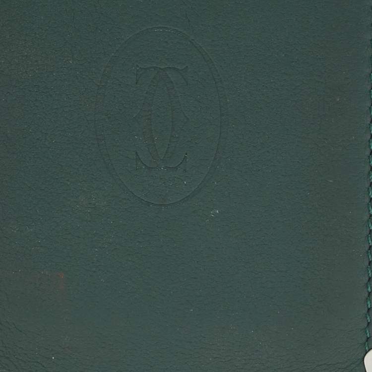 Pre Owned Cartier Green Leather Must de Cartier Card Holder
