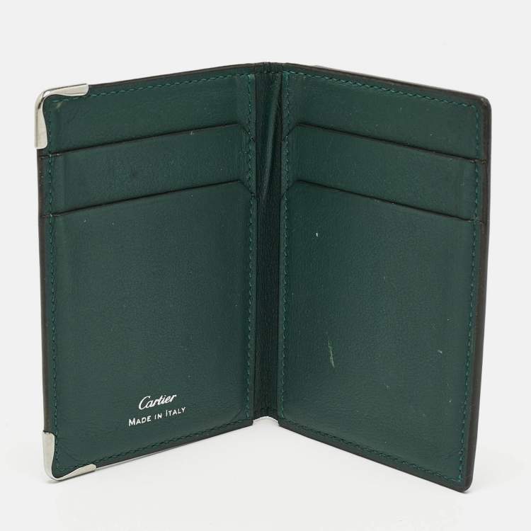 Pre Owned Cartier Green Leather Must de Cartier Card Holder